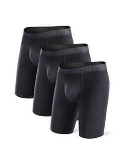 Men's Super Soft Breathable Boxer Briefs Bamboo Rayon Underwear with Fly in 3 or 4 Pack