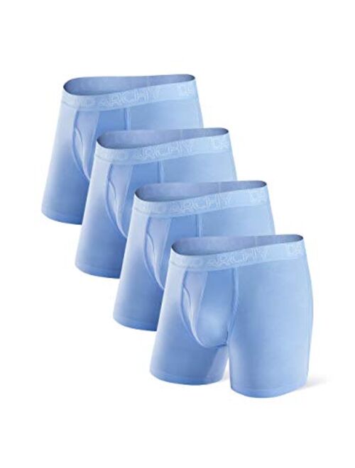 DAVID ARCHY Men's Super Soft Breathable Boxer Briefs Bamboo Rayon Underwear with Fly in 3 or 4 Pack