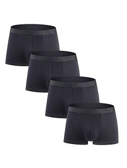 Robesbon Mens Cotton Boxer Briefs 4 Pack Stretch Comfortable Breathable No Ride up Underwear