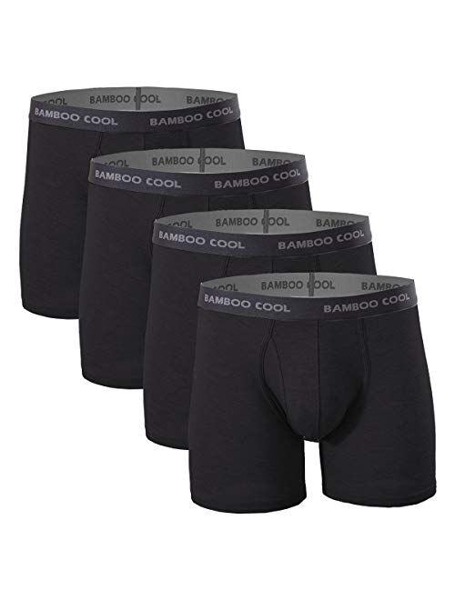 BAMBOO COOL Men’s Underwear boxer briefs Soft Comfortable Bamboo Viscose Underwear Trunks (4 Pack)