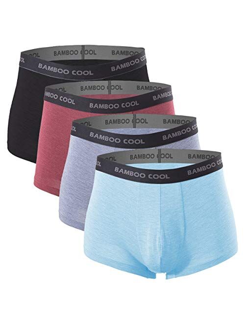 BAMBOO COOL Men’s Underwear boxer briefs Soft Comfortable Bamboo Viscose Underwear Trunks (4 Pack)