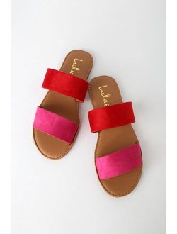 Time To Chill Red Fuchsia Slide Sandals