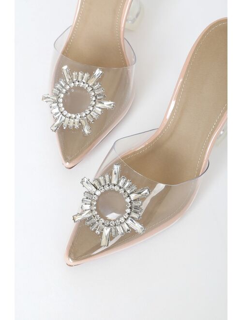 Lulus Midnight Light Nude Pointed-Toe Heels