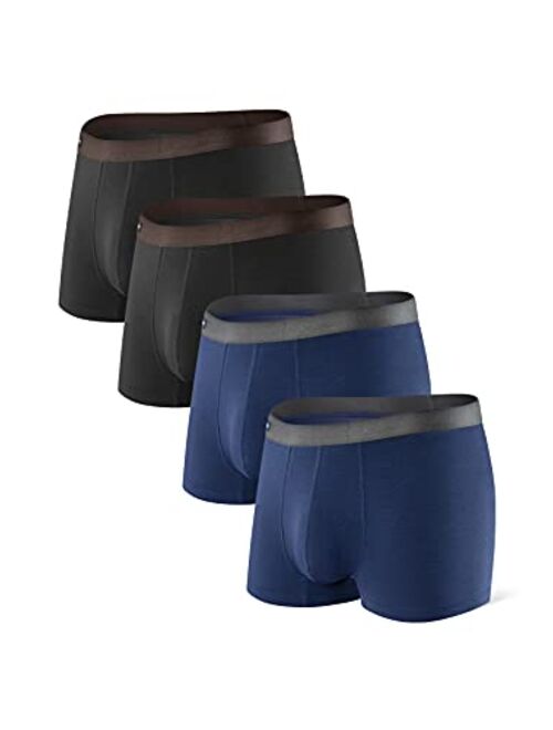 DAVID ARCHY Men's Underwear Bamboo Rayon Breathable Trunks Basic Solid Super Soft Underwear in 4 Pack No Fly