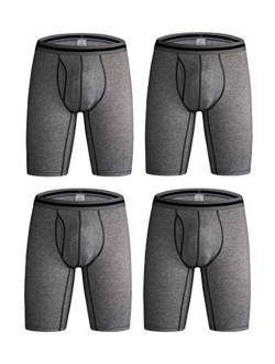 Nuofengkudu Men's Cotton Boxer Briefs Long Leg Underwear Assorted Colors