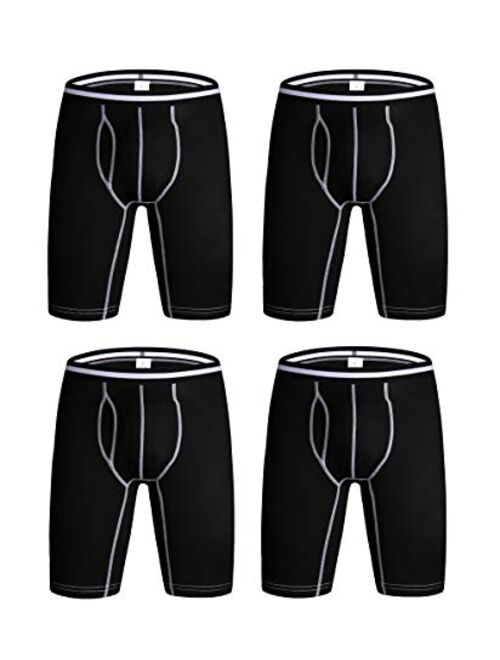 Nuofengkudu Men's Cotton Boxer Briefs Long Leg Underwear Assorted Colors