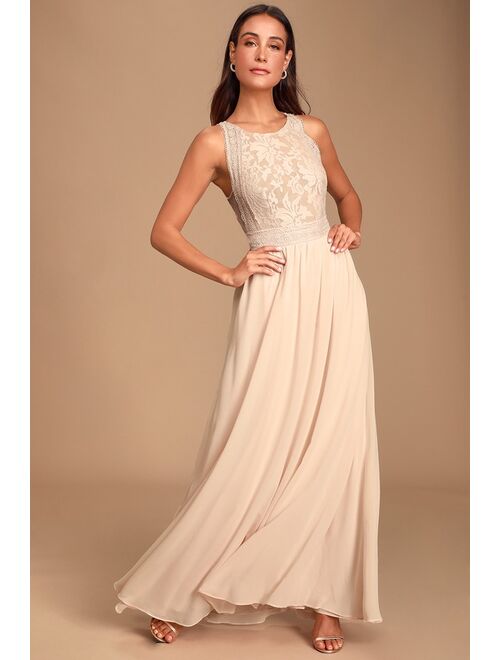 Lulus Forever and Always White Lace Maxi Dress