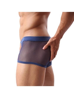 Sheii Mens Boxer Briefs Soft Mesh Breathable Underpants Men's Sexy Underwear Cool Design See-Through Trunks Pack