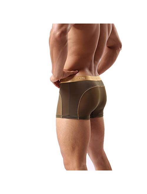 Sheii Mens Boxer Briefs Soft Mesh Breathable Underpants Men's Sexy Underwear Cool Design See-Through Trunks Pack