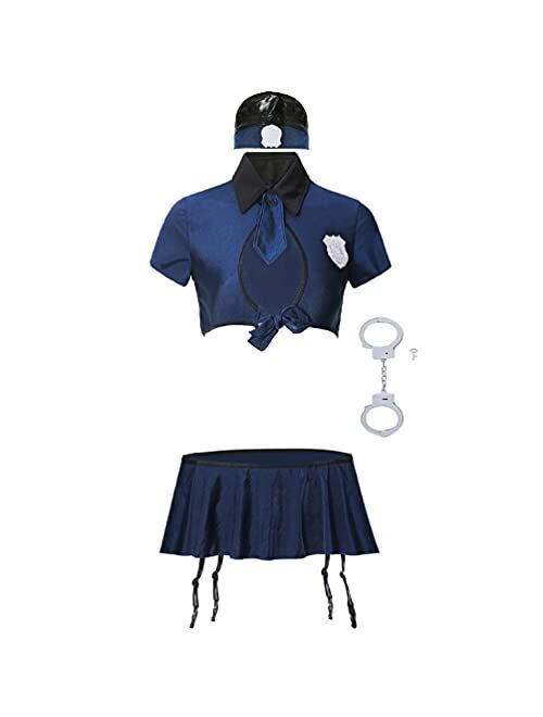 Women Sexy Naughty Bedroom Outfits Police Roleplay Costume Set Schoolgirls Cop Lingerie Uniform