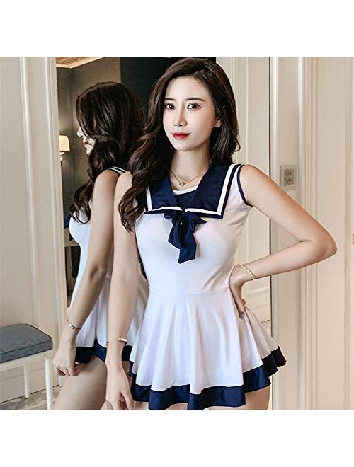 HNGPB Womens School Uniform Outfits Sexy Student Mini Skirt Girl Fancy Dress Cosplay Naughty Costume