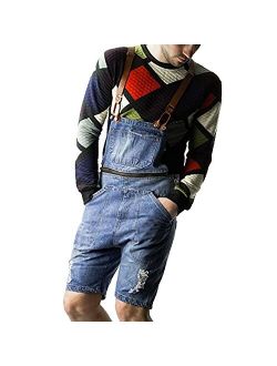 Mens Slim Fit Bib Overall Shorts Jumpsuits with Pocket Overalls Short Romper Casual Workout Summer Beach Jumpsuit