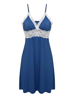 Sleepwear Womens Chemise Nightgown Full Slip Lace Lounge Dress