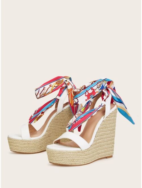 Shein Open Toe Espadrille Wedge Sandals