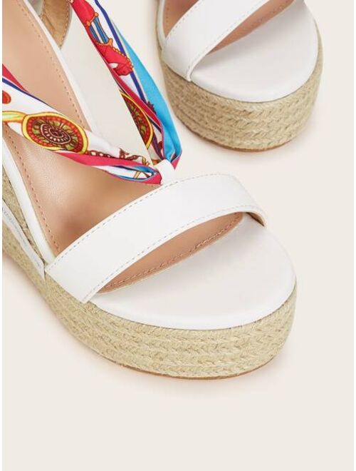 Shein Open Toe Espadrille Wedge Sandals