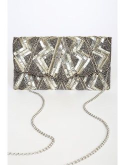 Shines So Bright Gunmetal Sequin Embellished Clutch