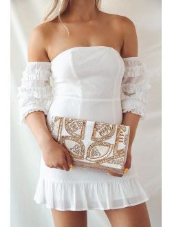 Bead the Best Ivory Beaded Clutch