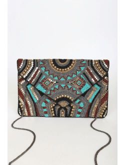 Beading The Best Teal Multi Beaded Sequin Clutch