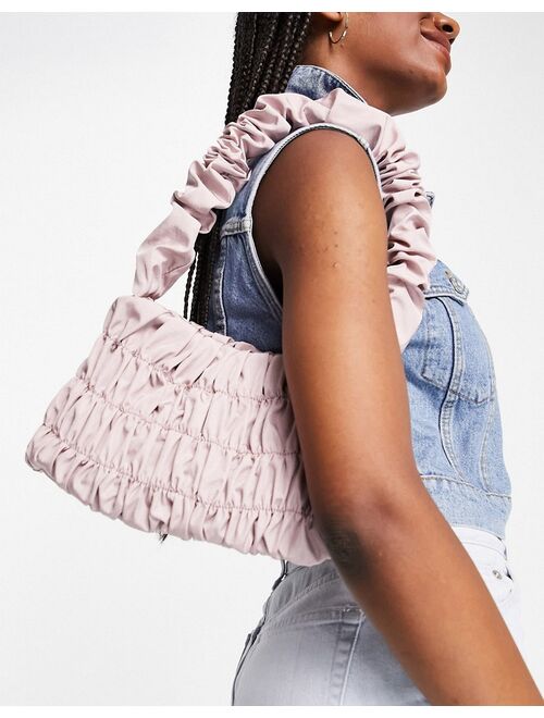 Asos Design ruching shoulder bag in blush