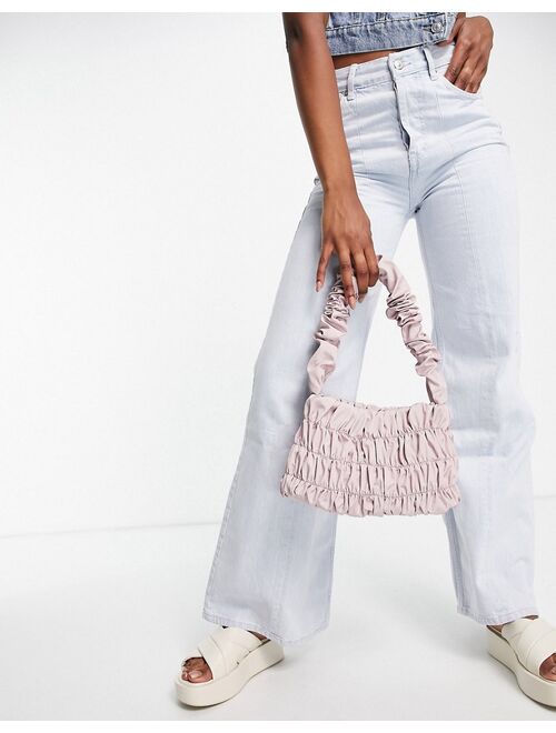 Asos Design ruching shoulder bag in blush