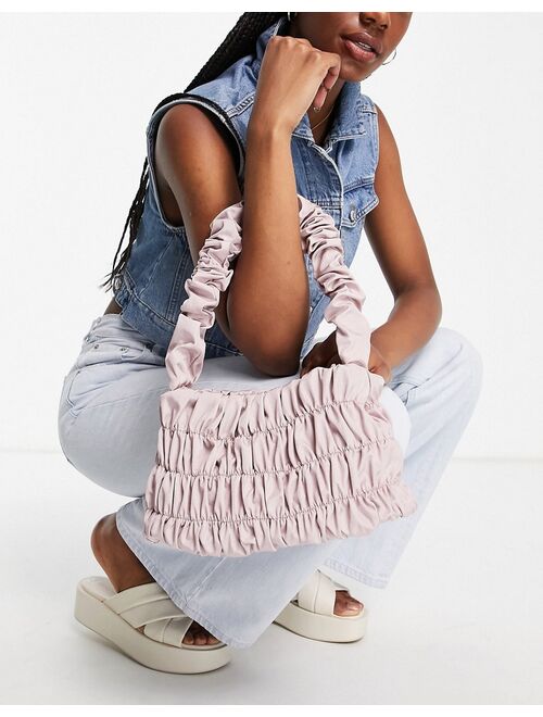 Asos Design ruching shoulder bag in blush