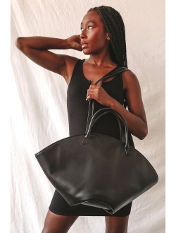 Bring the Chic Black Woven Oversized Tote Bag