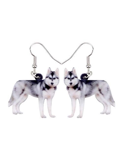 DOWAY Acrylic Siberian Husky/Chihuahua/Beagle/Dachshund/Yorkshire Terrier/Pug Dog Earrings Dangle Drop Fashion Pet Jewelry for Women Girls Kids Charm Gift