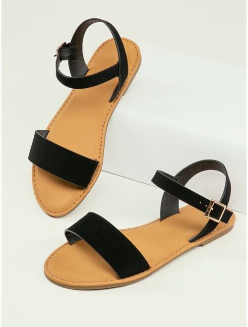 Shein Cow Print Faux Suede Ankle Strap Sandals