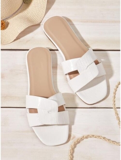 Croc Embossed Slide Sandals