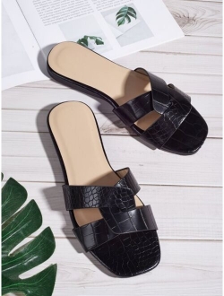 Croc Embossed Slide Sandals