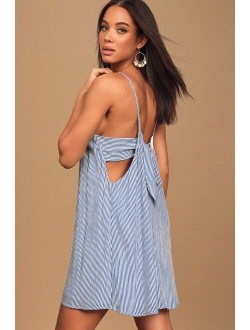 Adrift Blue Tie-Dye Tie-Back Mini Swing Dress