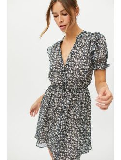 Dress Forum Floral Button-Front Mini Dress