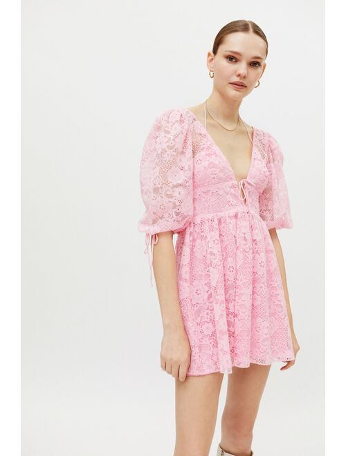 For Love & Lemons Serena Lace Backless Mini Dress