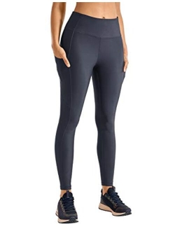 Women's Thermal Fleece Lined Workout Leggings 28 Inches - High Waisted Winter Yoga Pants with Pockets