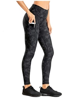 Women's Thermal Fleece Lined Workout Leggings 28 Inches - High Waisted Winter Yoga Pants with Pockets