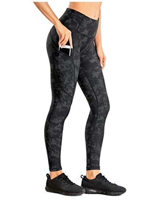 CRZ YOGA Women's Thermal Fleece Lined Workout Leggings 28 Inches - High Waisted Winter Yoga Pants with Pockets