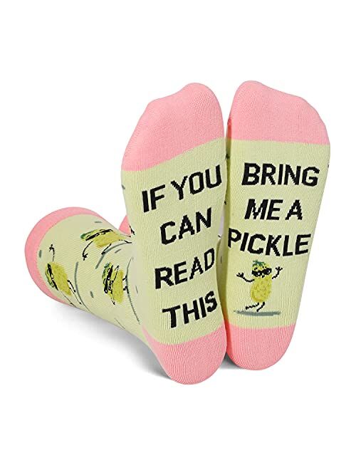 Zmart If You Can Read This Bring Me Pickle Bacon Hot Dog Pizza Socks for Women, Funny Pickle Bacon Hot Dog Pizza Gifts