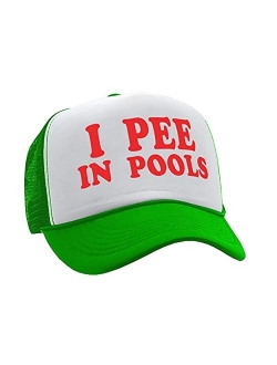 I Pee in Pools - Funny Dare Gag Gift Joke - Vintage Retro Style Trucker Cap Hat