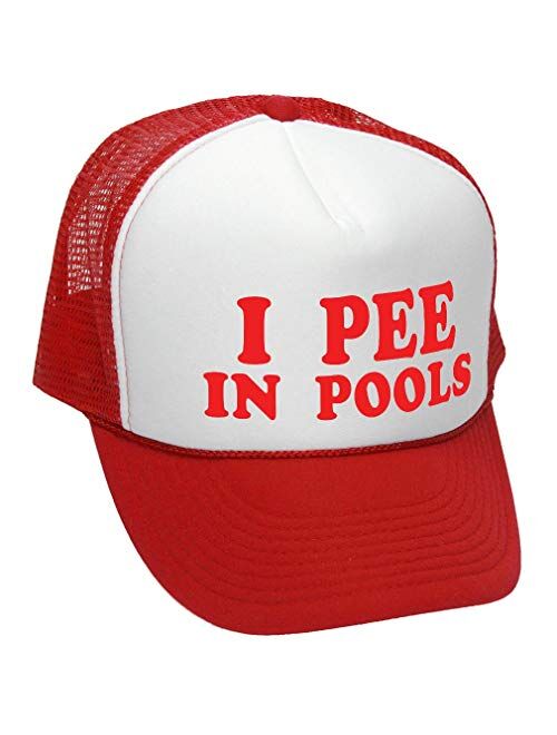 I Pee in Pools - Funny Dare Gag Gift Joke - Vintage Retro Style Trucker Cap Hat