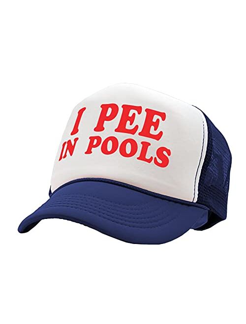 I Pee in Pools - Funny Dare Gag Gift Joke - Vintage Retro Style Trucker Cap Hat