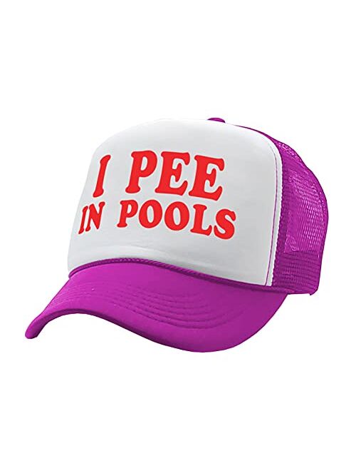 I Pee in Pools - Funny Dare Gag Gift Joke - Vintage Retro Style Trucker Cap Hat