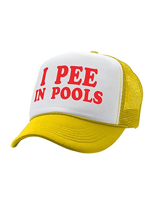 I Pee in Pools - Funny Dare Gag Gift Joke - Vintage Retro Style Trucker Cap Hat