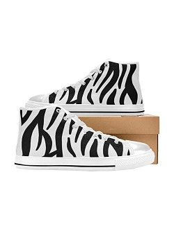 Zebra Striped Fashion High Top Shoes for Women Lined Canvas Style