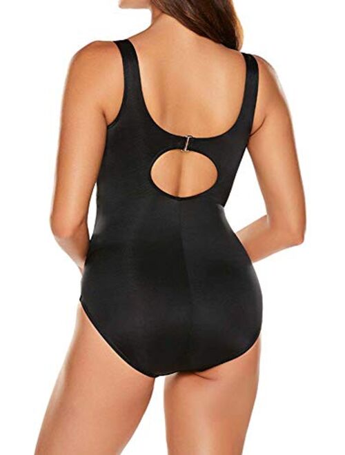 Miraclesuit Women's Swimwear Helix Tummy Control Scoop Neckline Underwire Bra One Piece Swimsuit