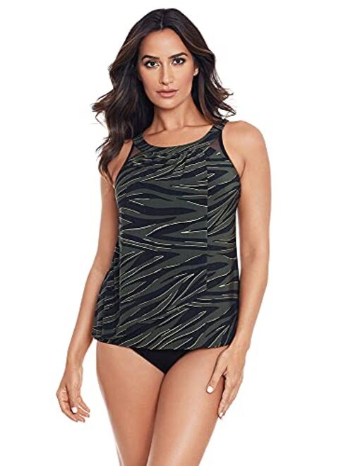 Miraclesuit Women's Swimwear Ursula Hidden Underwire Mesh Detail Tankini Bathing Suit Top