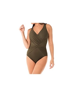 Women's Swimwear Rock Solid Twister V-Neckline Tummy Control One Piece Swimsuit