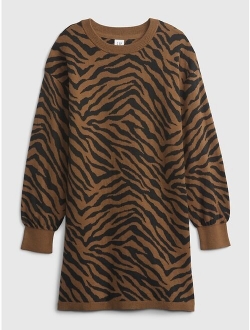 Kids Animal Print Sweater Dress