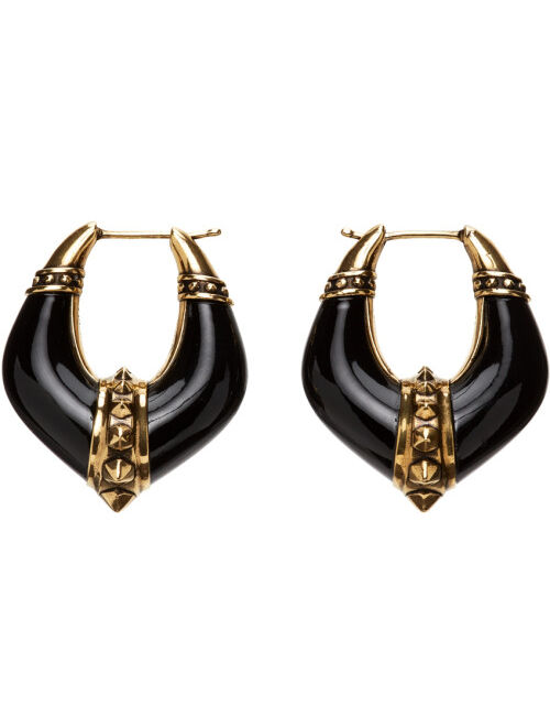 Alexander McQueen Gold & Black Evening Hoop Earrings