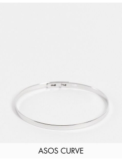 Curve bangle bracelet in minimal design in silver tone