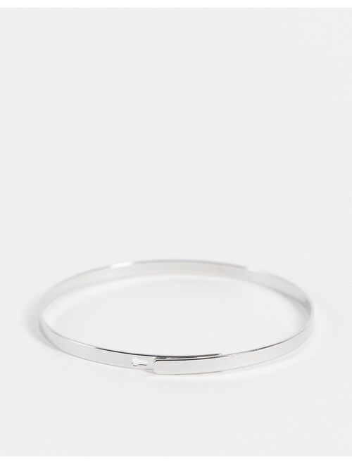 Asos Design Curve bangle bracelet in minimal design in silver tone